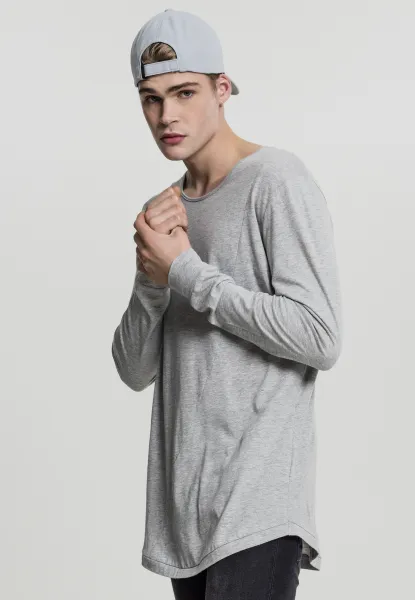 Extended T-shirt with long sleeves grey