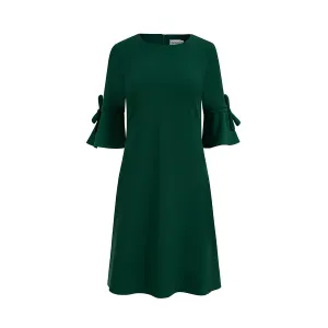 217-2 NEVA Trapezoidal dress with flared sleeves - dark green