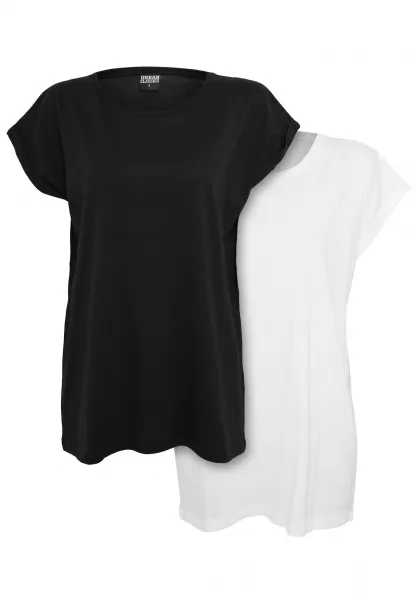 Women's T-shirt with extended shoulder 2-pack black/white