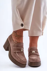 Dámske semišové poltopánky na podpätku