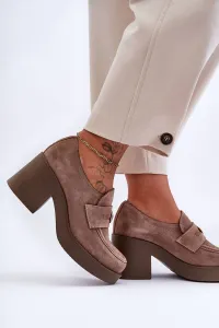 Dámske semišové poltopánky na podpätku