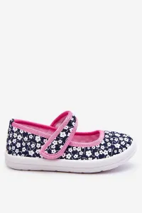 Boto Detské baleríny na suchý zips v Navy-Pink Print Selah
