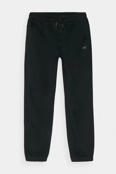 Chlapčenské Casual Hladké Jogger Nohavice 4F Čierne 4FJWMM00TTR