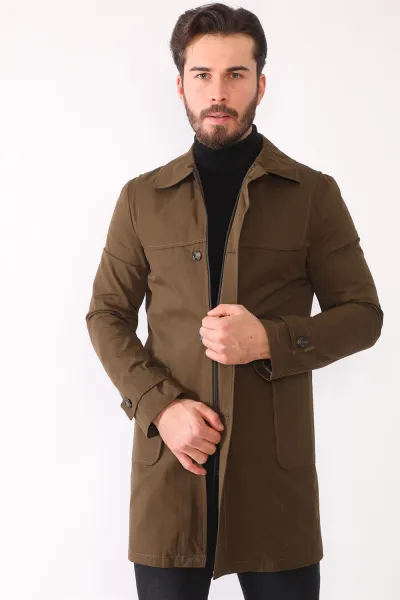 PLT8392 DEWBERRY MEN'S TOPCOAT-KHAKI