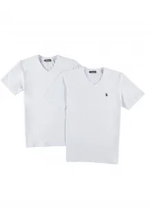 DOUBLE SET T8568 DEWBERRY V-NECK MEN'S T-SHIRT-WHITE-WHITE