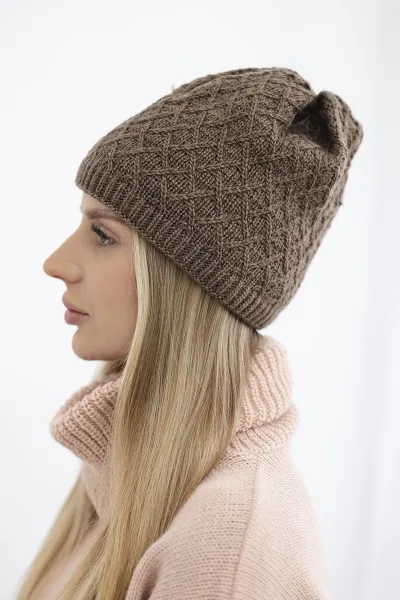 Kesi Čapica s fleece Kratka K204 hnedá