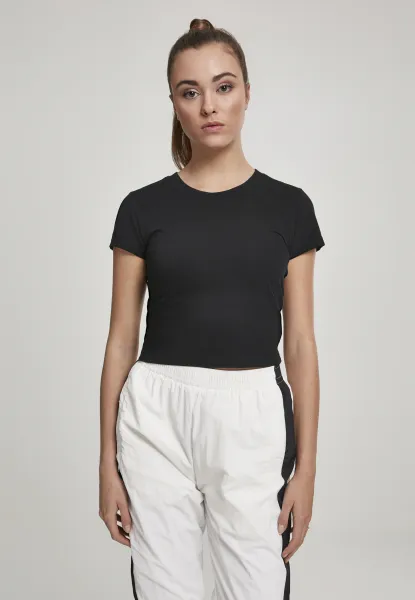 Women's Stretch Jersey Cropped Tee Black