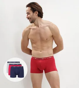DIM COTTON STRETCH BOXER 3x - Pánske boxerky 3 ks - tmavo modrá - tmavo červená - sivá