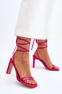 Boto Elegantné zviazané sandále s kamienkami Fuksia Nessy
