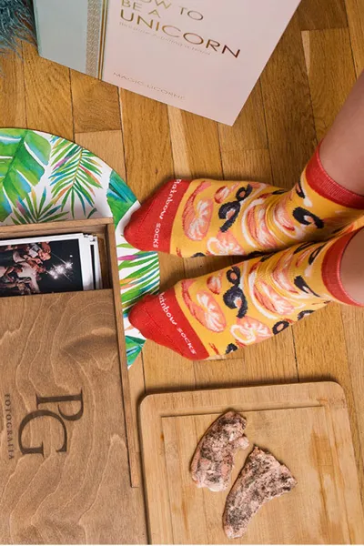 ZOOKSY/RAINBOW SOCKS Dúhové ponožky 1 ponožky 1 pár pizza morské plody