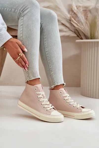 BIG STAR SHOES Dámske Zateplené Tenisky Z Eko Kože Ružové Big Star