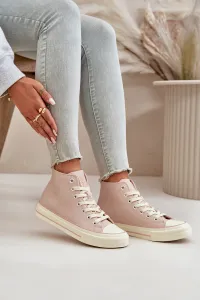 BIG STAR SHOES Dámske Zateplené Tenisky Z Eko Kože Ružové Big Star