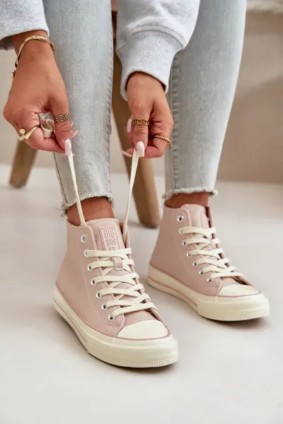BIG STAR SHOES Dámske Zateplené Tenisky Z Eko Kože Ružové Big Star