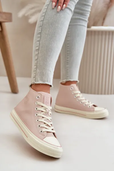 BIG STAR SHOES Dámske Zateplené Tenisky Z Eko Kože Ružové Big Star