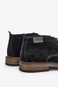 BIG STAR SHOES Semišové Pánske Čižmy Na Šnurovanie Čierne Big Star