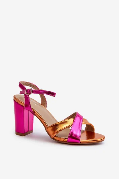 Boto Eko kožené sandále na vysokom opätku fuksia Abilica
