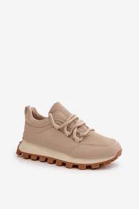 Boto Športové Topánky Sneakers Na Platforme Z Eko Kože Béžové Riadella