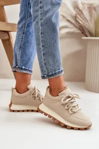 Boto Športové Topánky Sneakers Na Platforme Z Eko Kože Béžové Riadella