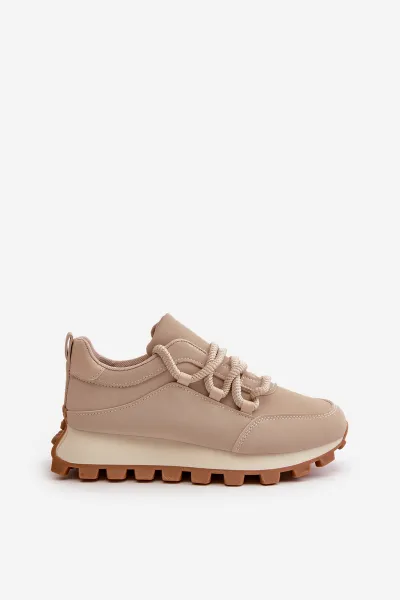 Boto Športové Topánky Sneakers Na Platforme Z Eko Kože Béžové Riadella