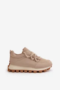 Boto Športové Topánky Sneakers Na Platforme Z Eko Kože Béžové Riadella