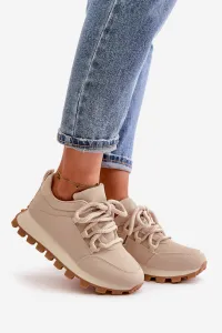 Boto Športové Topánky Sneakers Na Platforme Z Eko Kože Béžové Riadella