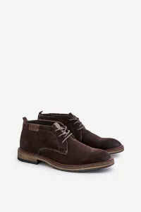BIG STAR SHOES Semišové Pánske Šnurovacie Topánky Tmavo Hnedé Big Star