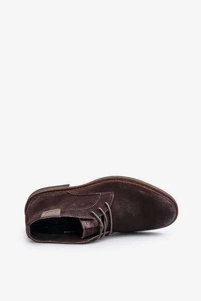 BIG STAR SHOES Semišové Pánske Šnurovacie Topánky Tmavo Hnedé Big Star