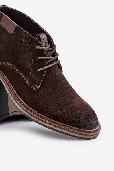BIG STAR SHOES Semišové Pánske Šnurovacie Topánky Tmavo Hnedé Big Star