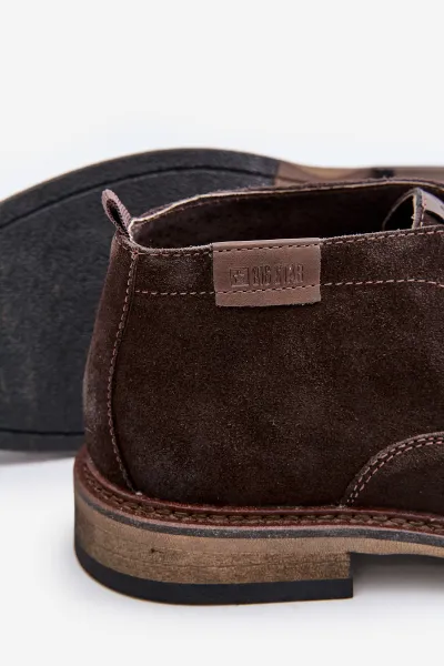 BIG STAR SHOES Semišové Pánske Šnurovacie Topánky Tmavo Hnedé Big Star