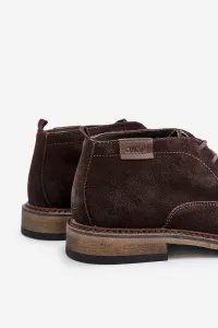 BIG STAR SHOES Semišové Pánske Šnurovacie Topánky Tmavo Hnedé Big Star