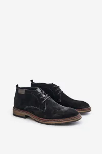 BIG STAR SHOES Semišové Pánske Čižmy Na Šnurovanie Čierne Big Star