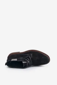 BIG STAR SHOES Semišové Pánske Čižmy Na Šnurovanie Čierne Big Star