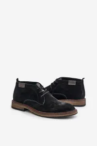 BIG STAR SHOES Semišové Pánske Čižmy Na Šnurovanie Čierne Big Star