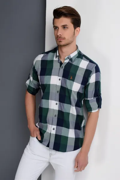 G662 DEWBERRY MEN'S SHIRT-NAVY-GREEN-GREEN
