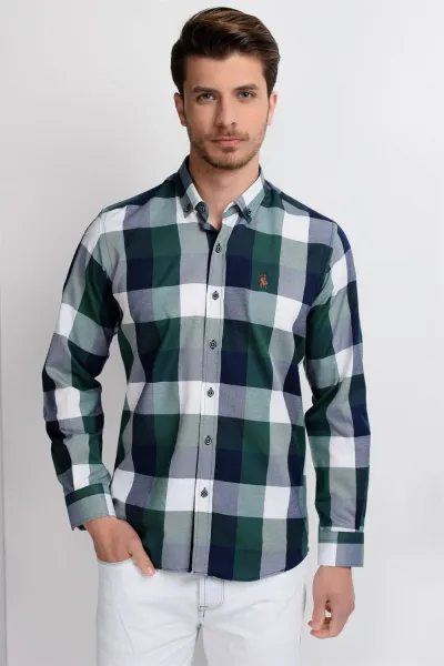 G662 DEWBERRY MEN'S SHIRT-NAVY-GREEN-GREEN