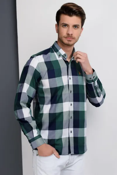 G662 DEWBERRY MEN'S SHIRT-NAVY-GREEN-GREEN