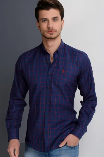 G658 DEWBERRY MEN'S SHIRT-NAVY-BURGUNDY