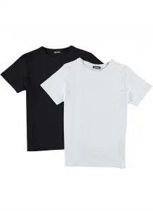 DOUBLE SET T8569 DEWBERRY BIKE COLLAR MEN'S T-SHIRT-WHITE-BLACK