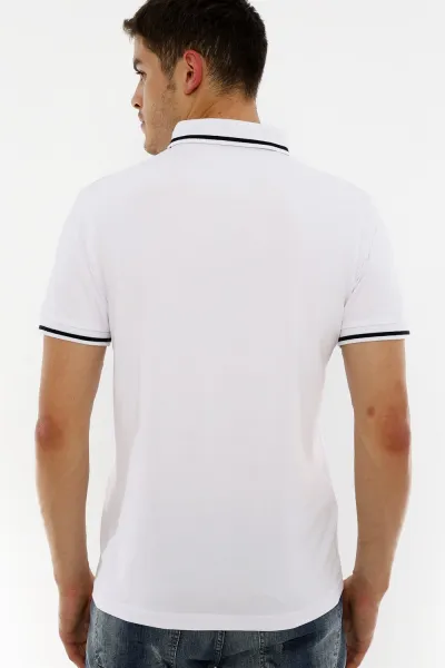 T8586 DEWBERRY MEN'S POLO NECK T-SHIRT-WHITE