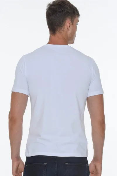 T8568 DEWBERRY V-NECK MEN'S T-SHIRT-WHITE