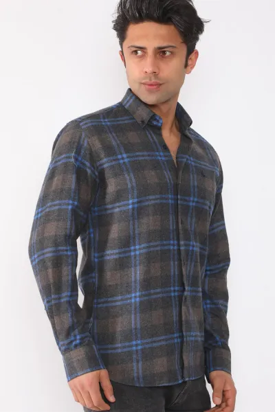G709 DEWBERRY MEN'S SHIRT-NAVY-BROWN
