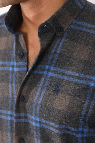 G709 DEWBERRY MEN'S SHIRT-NAVY-BROWN