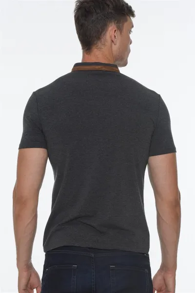 T8571 DEWBERRY ZIPPER MEN'S T-SHIRT-ANTHRACITE