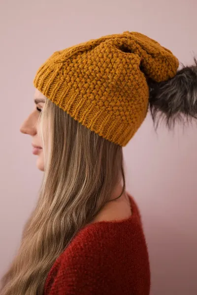 Kesi Čapica s fleece Sandra K210 horčica