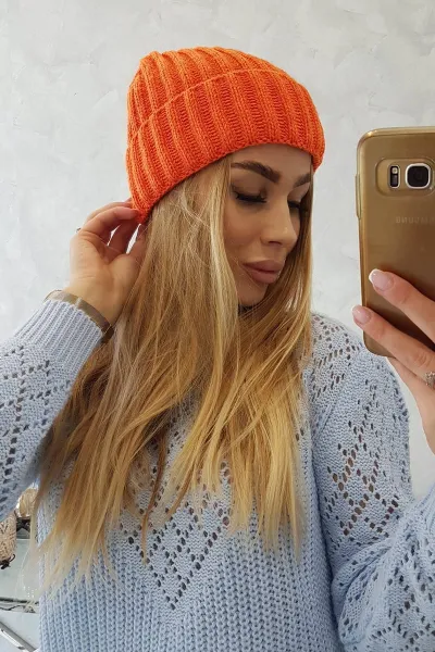 Kesi Čiapka s otočením nahor Magda K293 oranžový neón