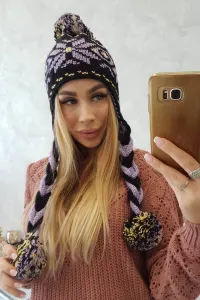 Kesi Klobúk s vrkočmi Fabia K272 čierna+fialová