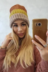 Kesi Čapica s fleece Bojana K265 béžová+kiwi+ťava