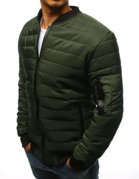Pánska prešívaná bunda bombera zelená Dstreet
