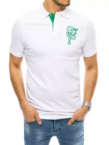 Pánske polo tričko s výšivkou biele Dstreet
