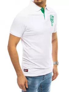 Pánske polo tričko s výšivkou biele Dstreet